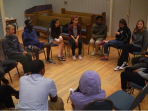 OU youth meeting in a circle